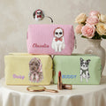 Custom Pet & Name Colorful Stripes Bag - Personalized Makeup Bag