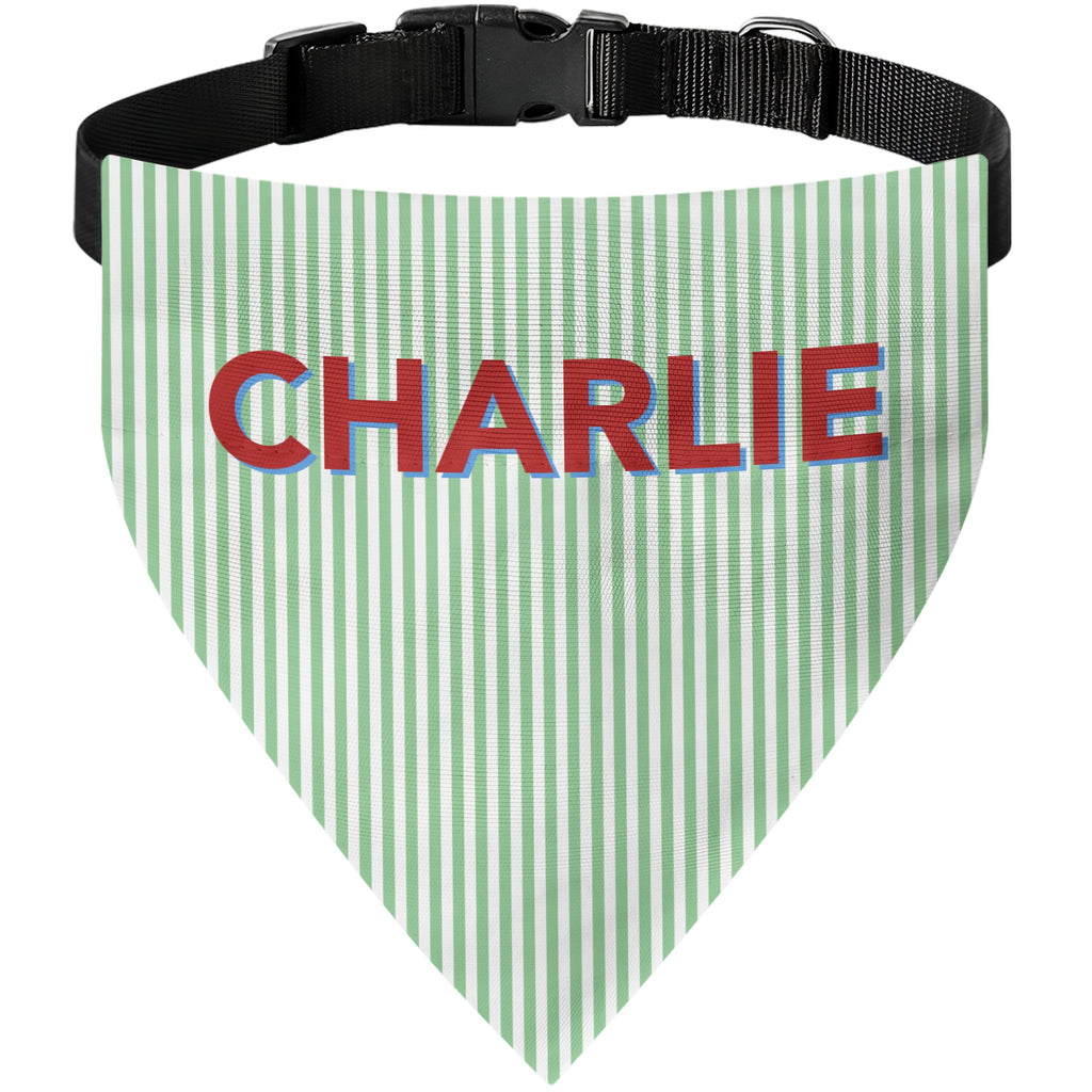 Custom Pet Name Stripped Pattern Colorful - Personalized Bandana Collar