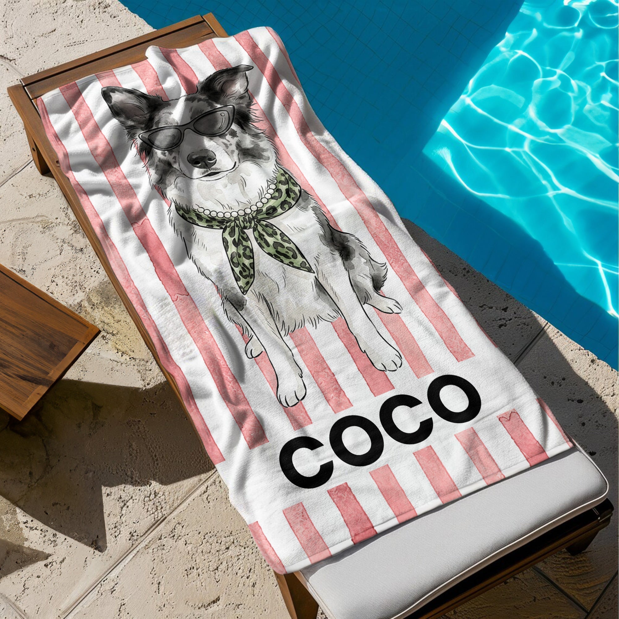 Custom Pet Photo Quick-Dry Beach Towel, Custom Pet Name Gift for Dog Lovers - Personalized Beach Towel