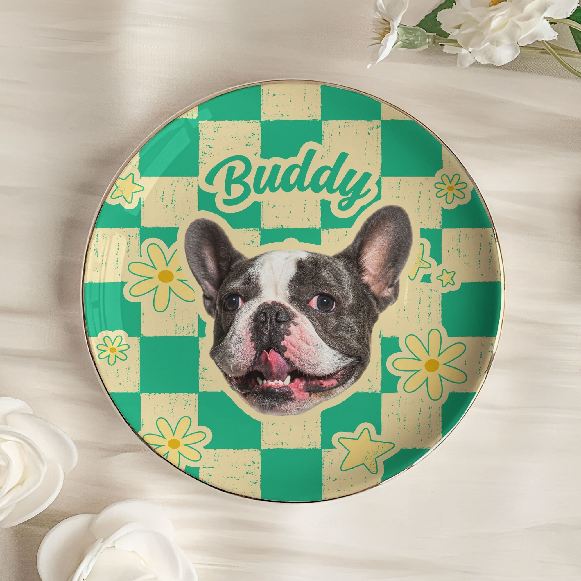 Custom Pet Photo - Vintage Trinket Tray For Dog Mom, Cat Mom - Personalized Jewelry Dish