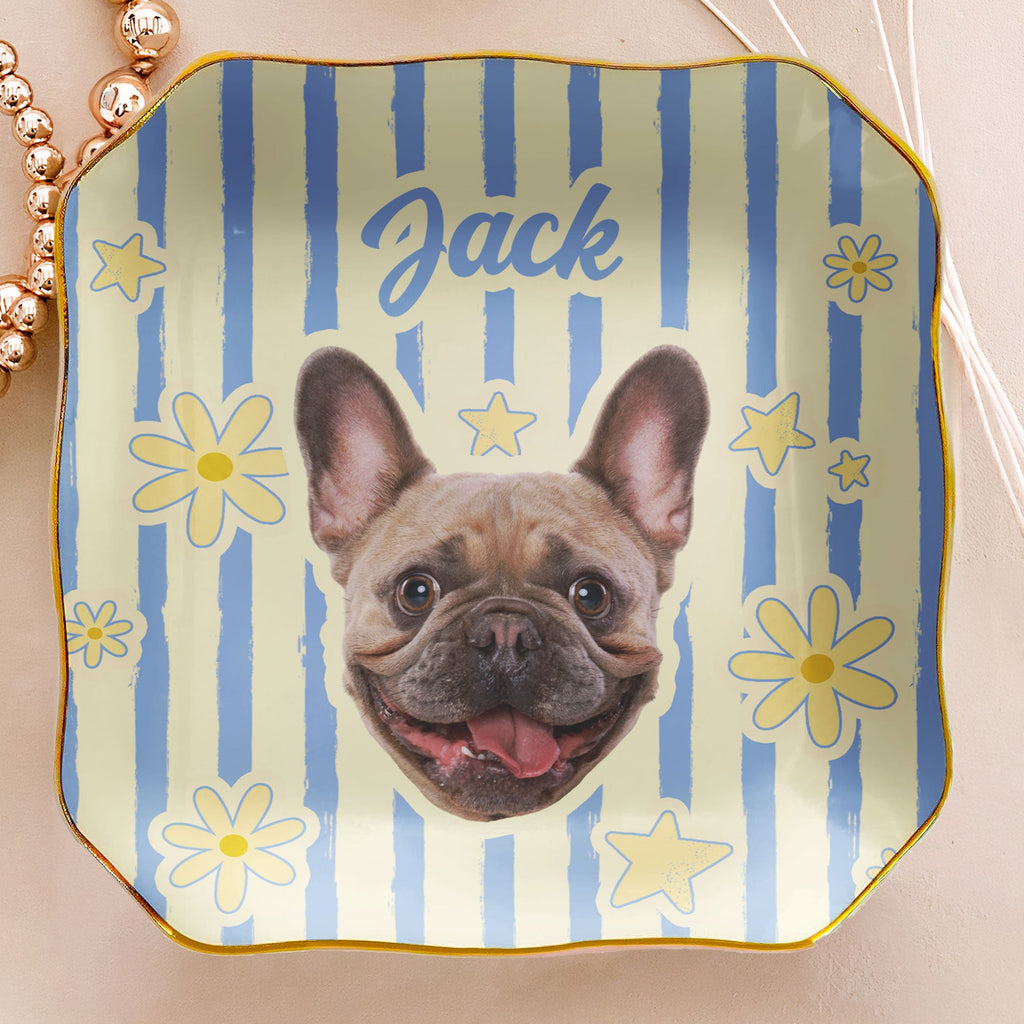 Custom Pet Photo - Vintage Trinket Tray For Dog Mom, Cat Mom - Personalized Jewelry Dish