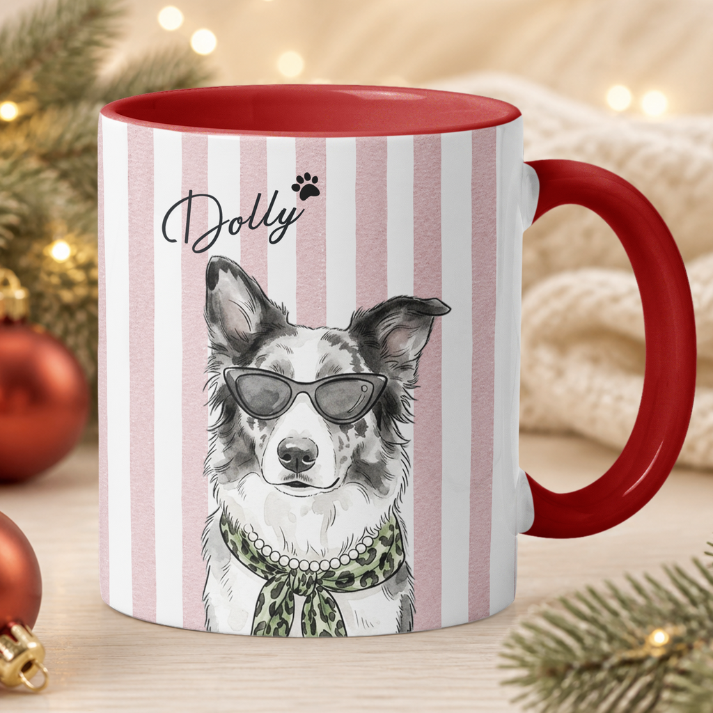 Custom Pet Photo Watercolor Striped Patterns New Version Pet Lovers Gifts - Personalized Mug