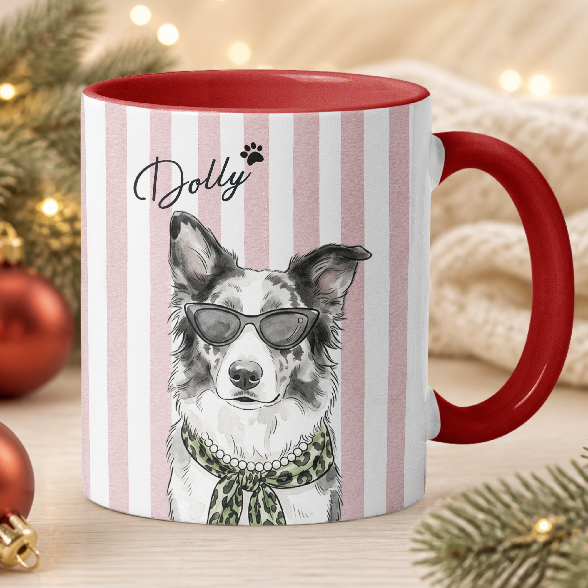 Custom Pet Photo Watercolor Striped Patterns New Version Pet Lovers Gifts - Personalized Mug