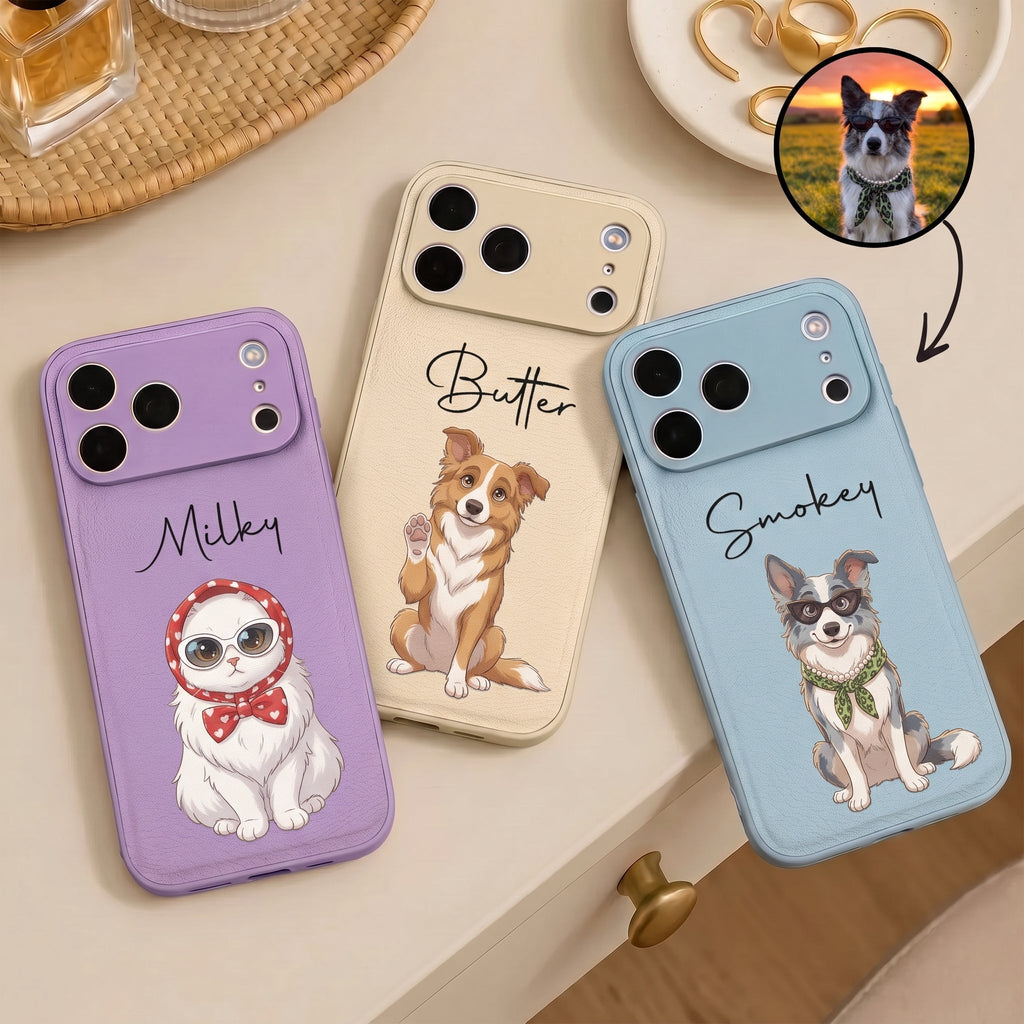 Custom Pet Portrait Cartoon 2D Style Gift For Pet Lovers - Personalized Phone Case