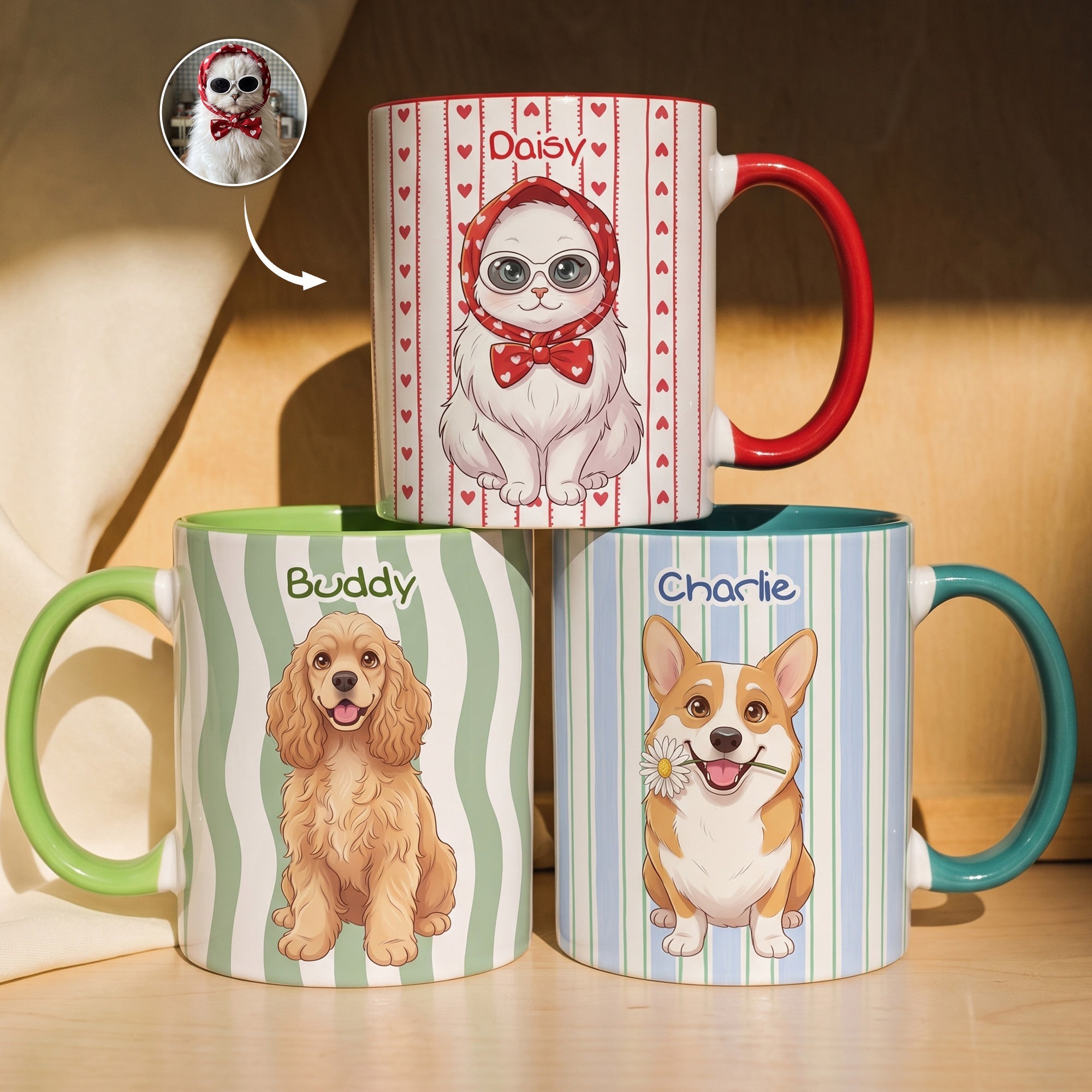 Custom Pet Portrait Cartoon Style Art Gift For Pet Lovers - Personalized Mug