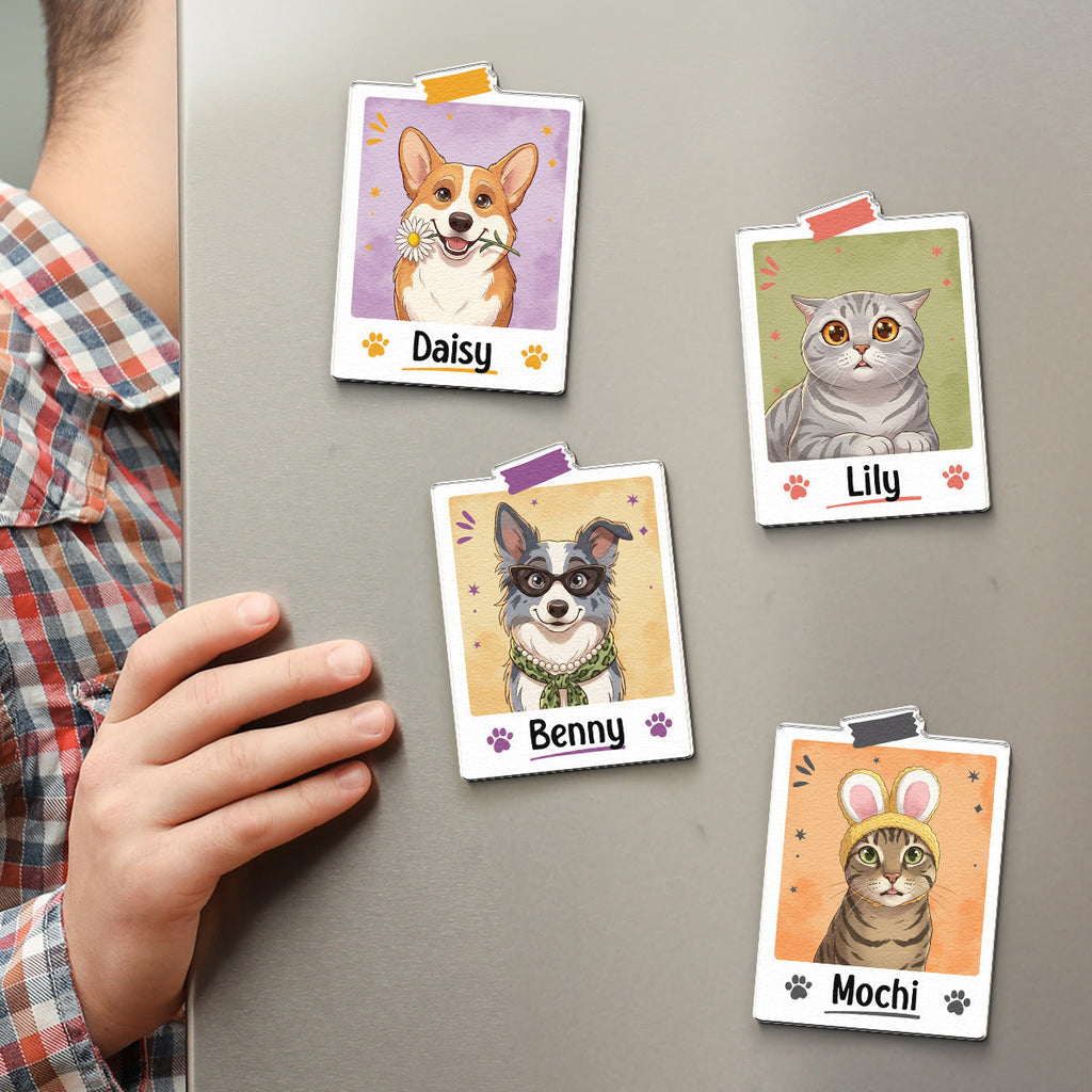 Custom Pet Portrait Cartoon Style Colorful - Personalized Magnet