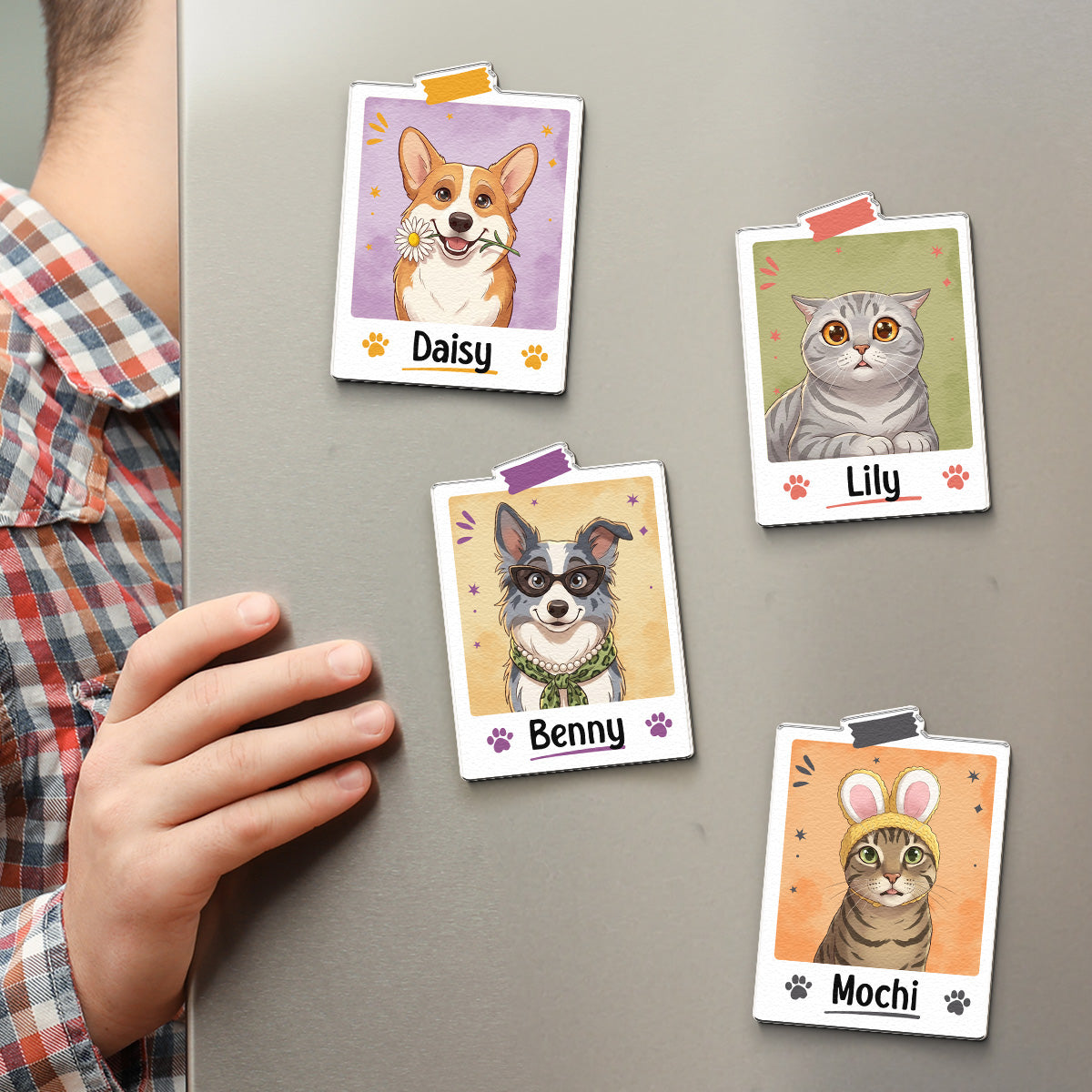 Custom Pet Portrait Cartoon Style Colorful - Personalized Magnet