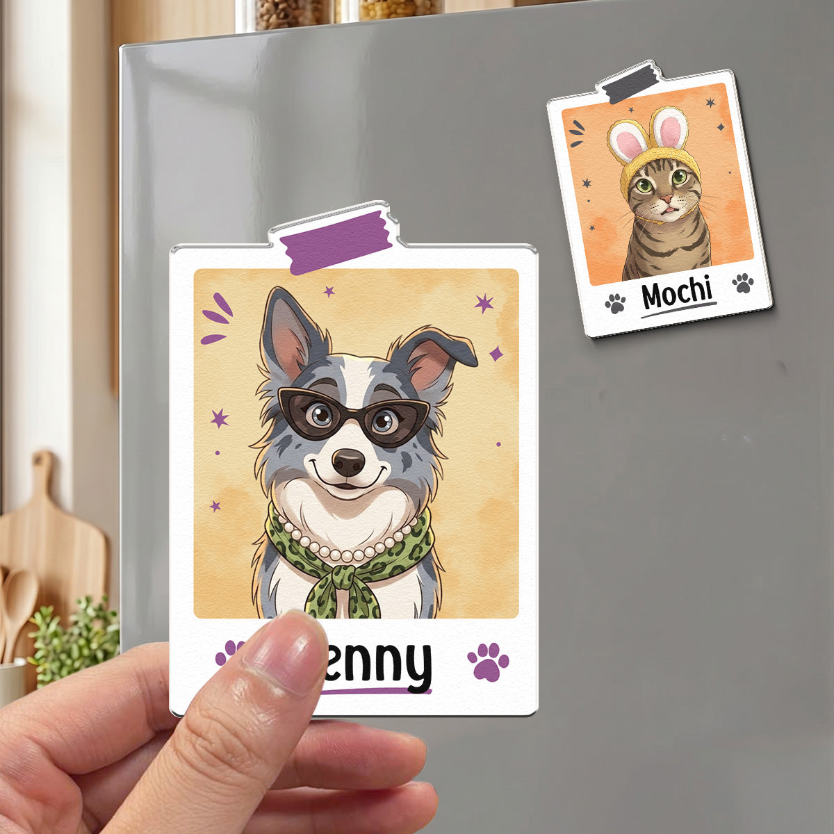 Custom Pet Portrait Cartoon Style Colorful - Personalized Magnet
