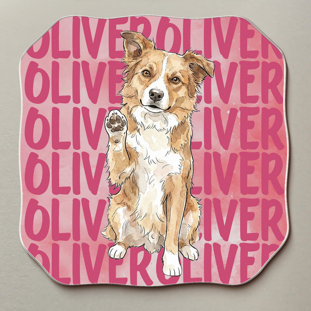 Custom Pet Portrait & Name Colorful Watercolor - Personalized Magnet