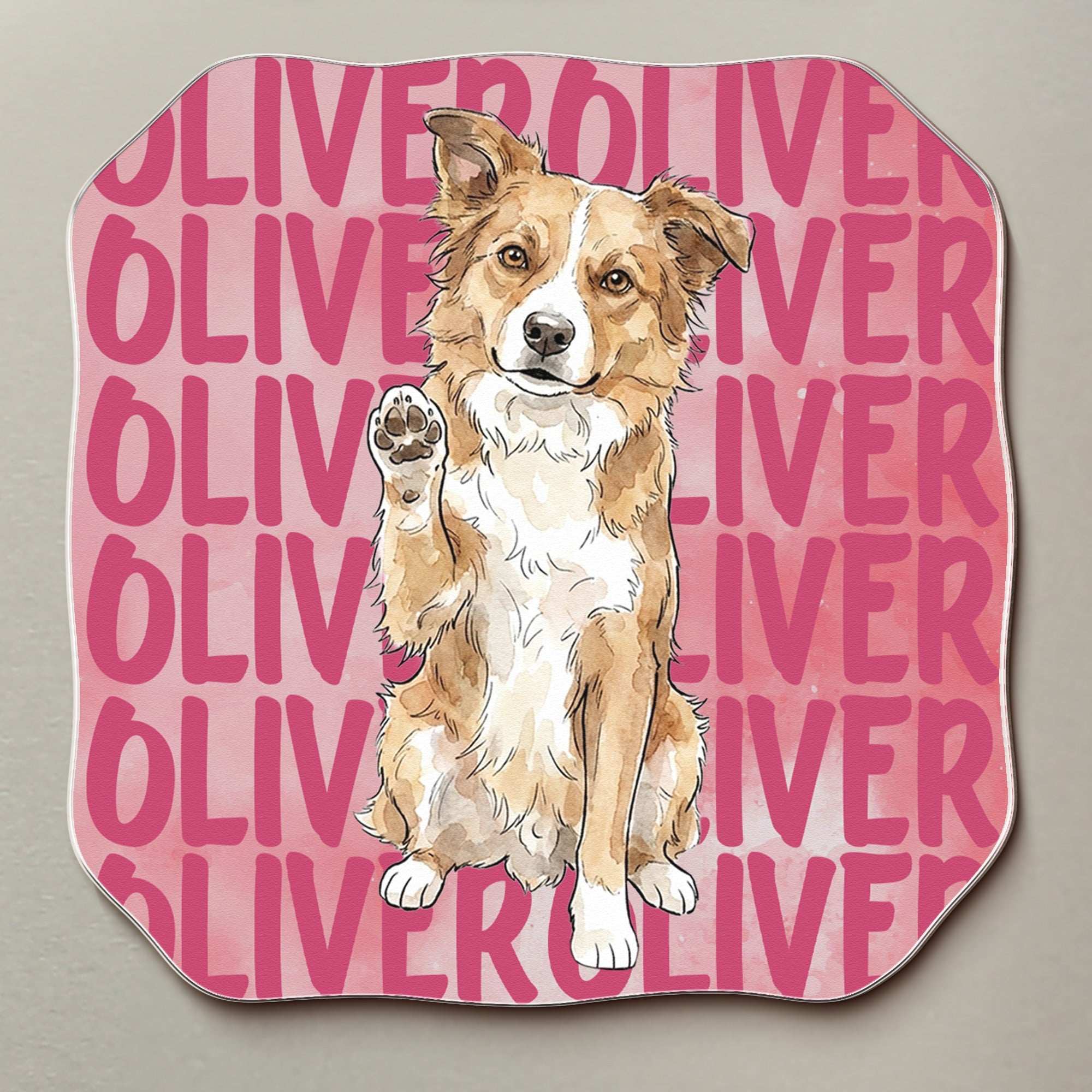 Custom Pet Portrait & Name Colorful Watercolor - Personalized Magnet