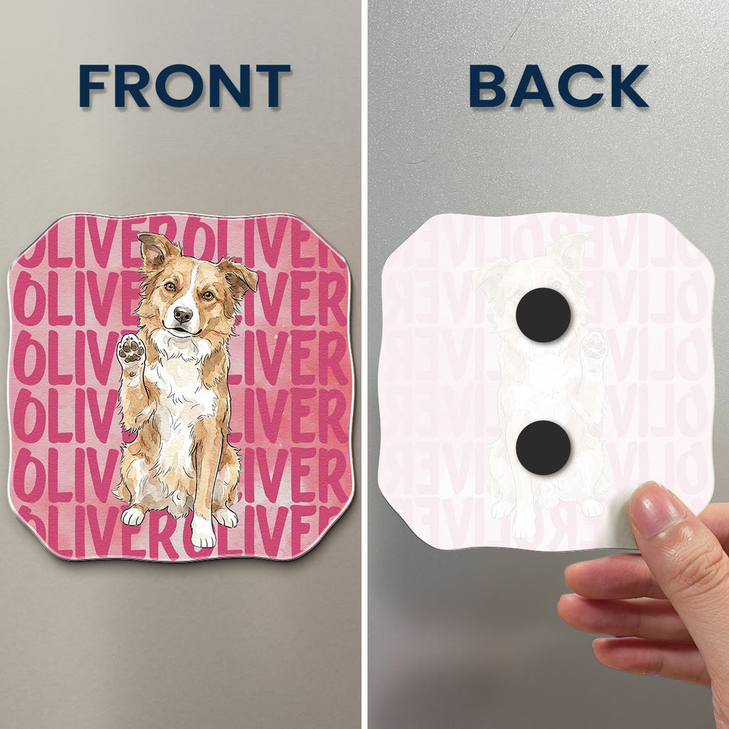 Custom Pet Portrait & Name Colorful Watercolor - Personalized Magnet
