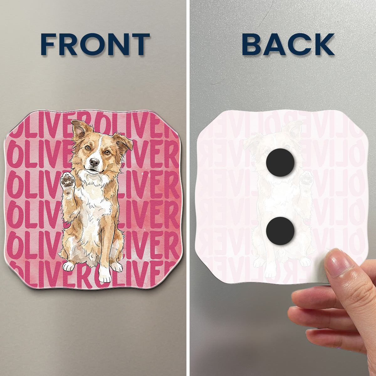 Custom Pet Portrait & Name Colorful Watercolor - Personalized Magnet