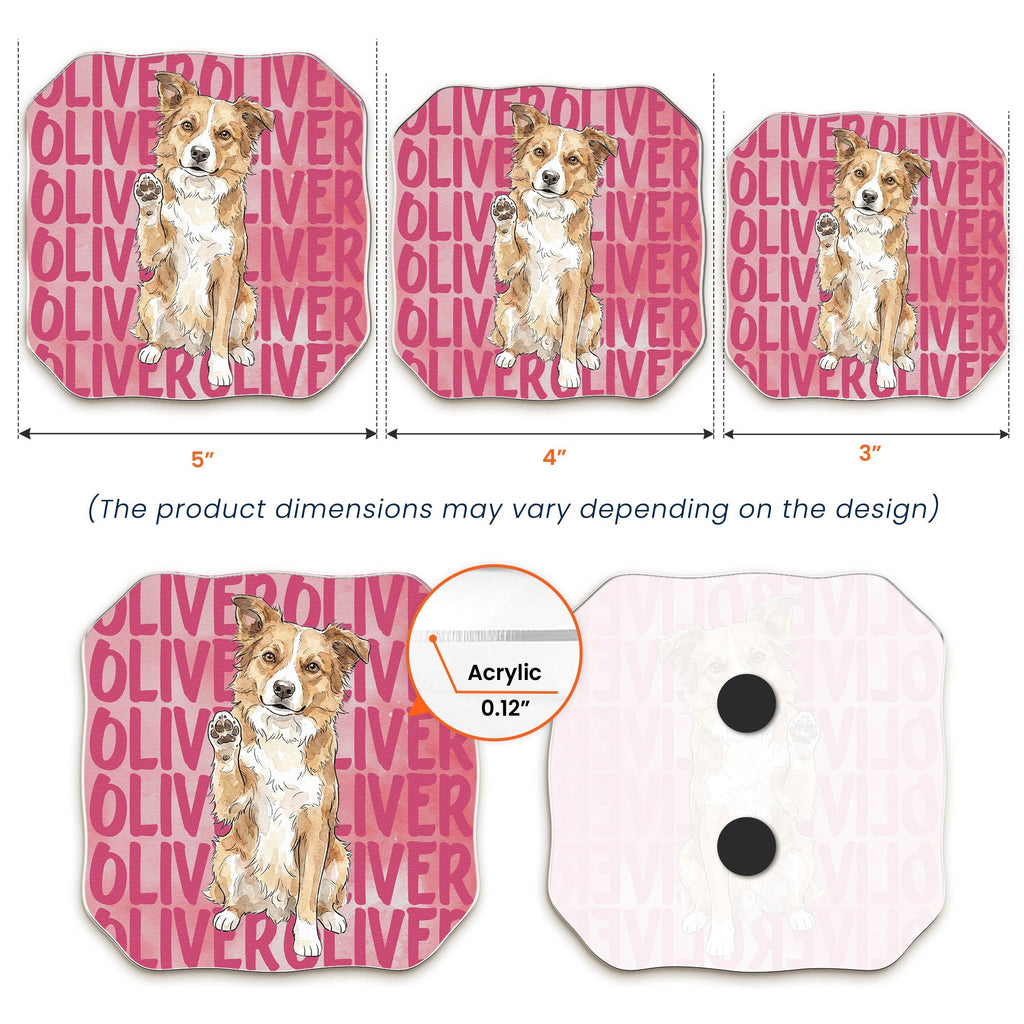 Custom Pet Portrait & Name Colorful Watercolor - Personalized Magnet