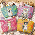 Custom Pet Portrait & Name Watercolor Style - Personalized Beach Bag