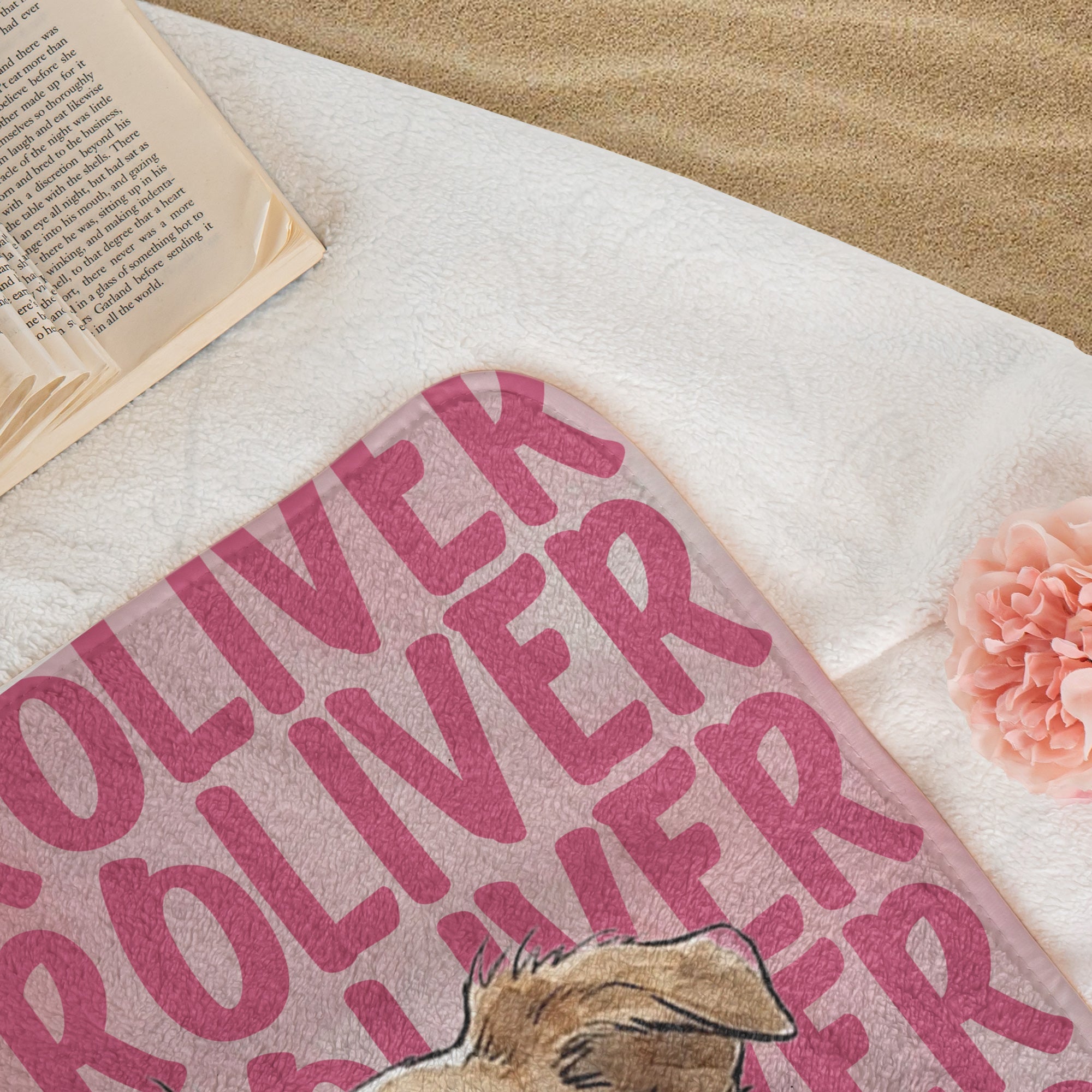Custom Pet Portrait & Name Watercolor Style - Personalized Beach Towel