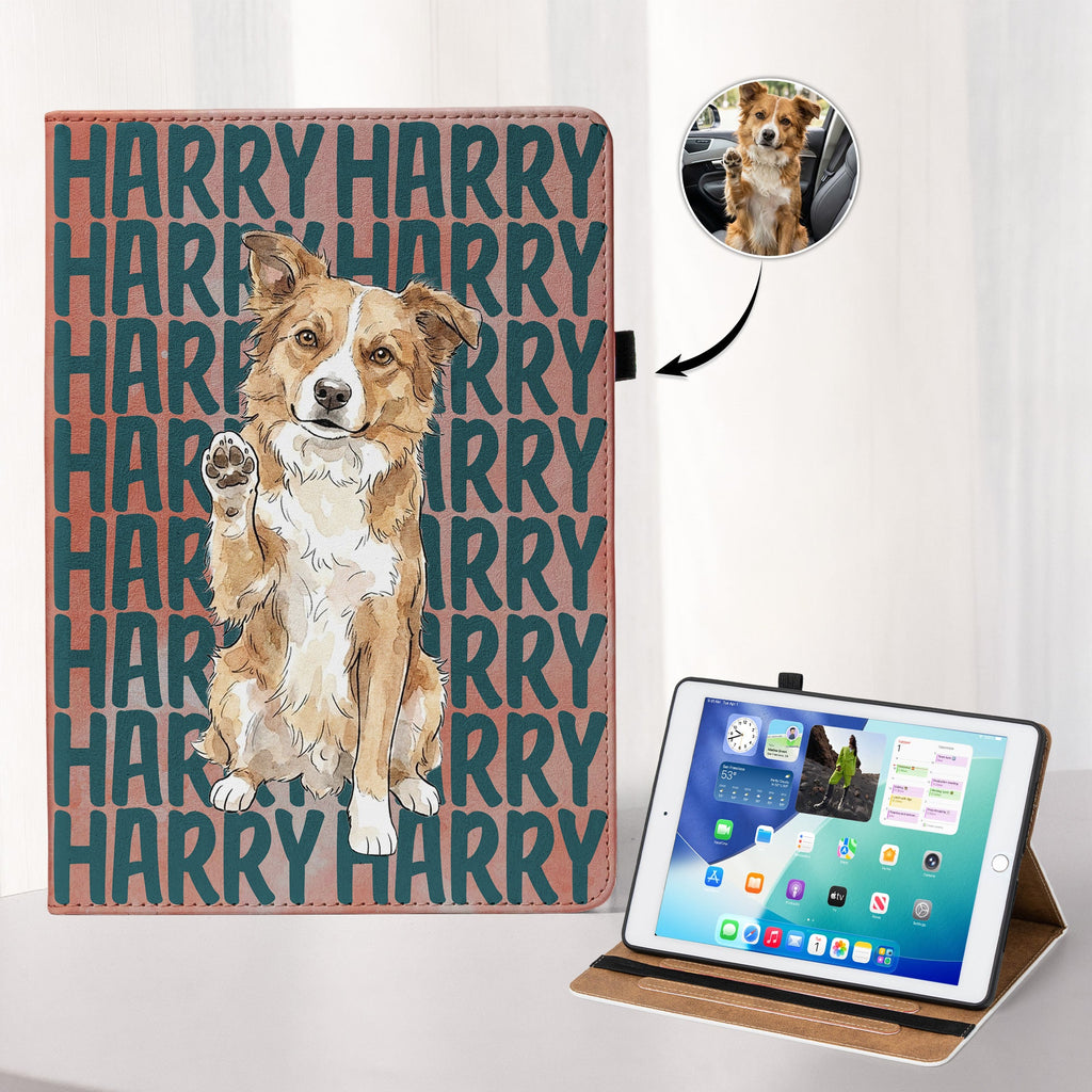 Custom Pet Portrait & Name Watercolor Style - Personalized Ipad Case