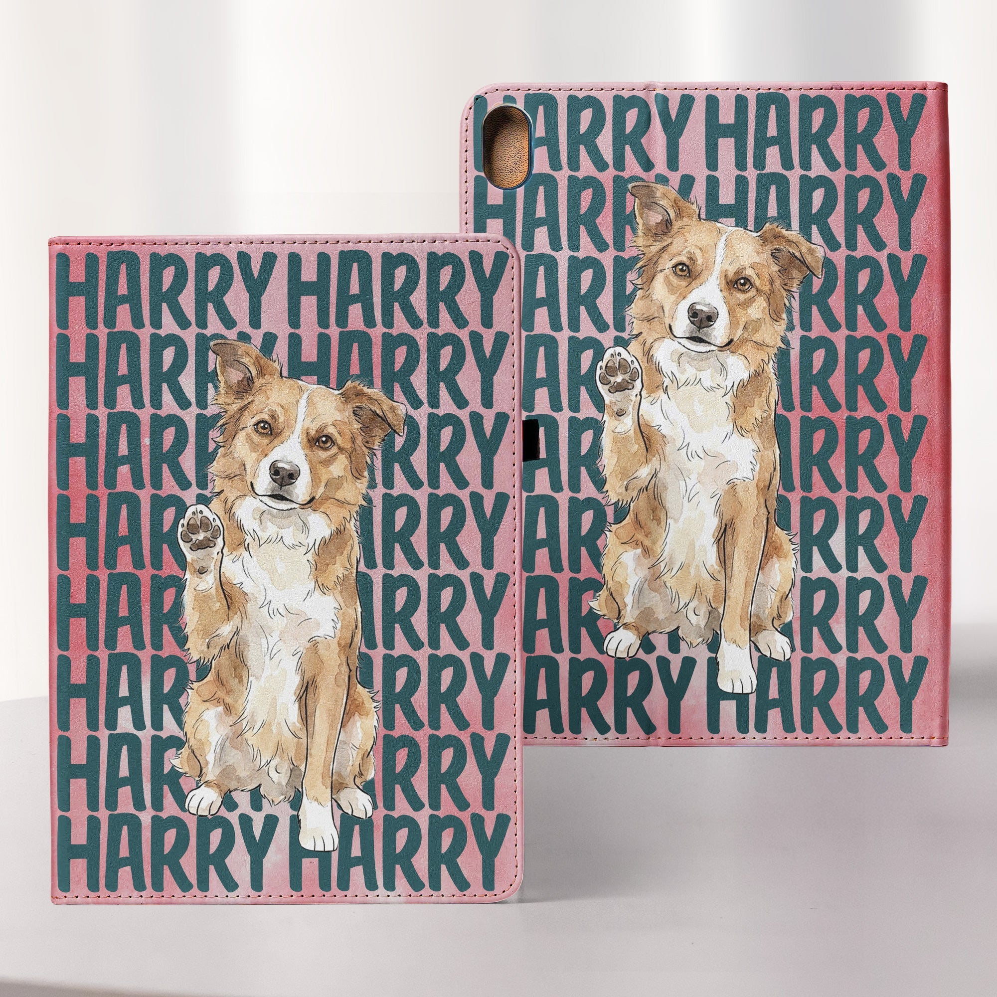 Custom Pet Portrait & Name Watercolor Style - Personalized Ipad Case
