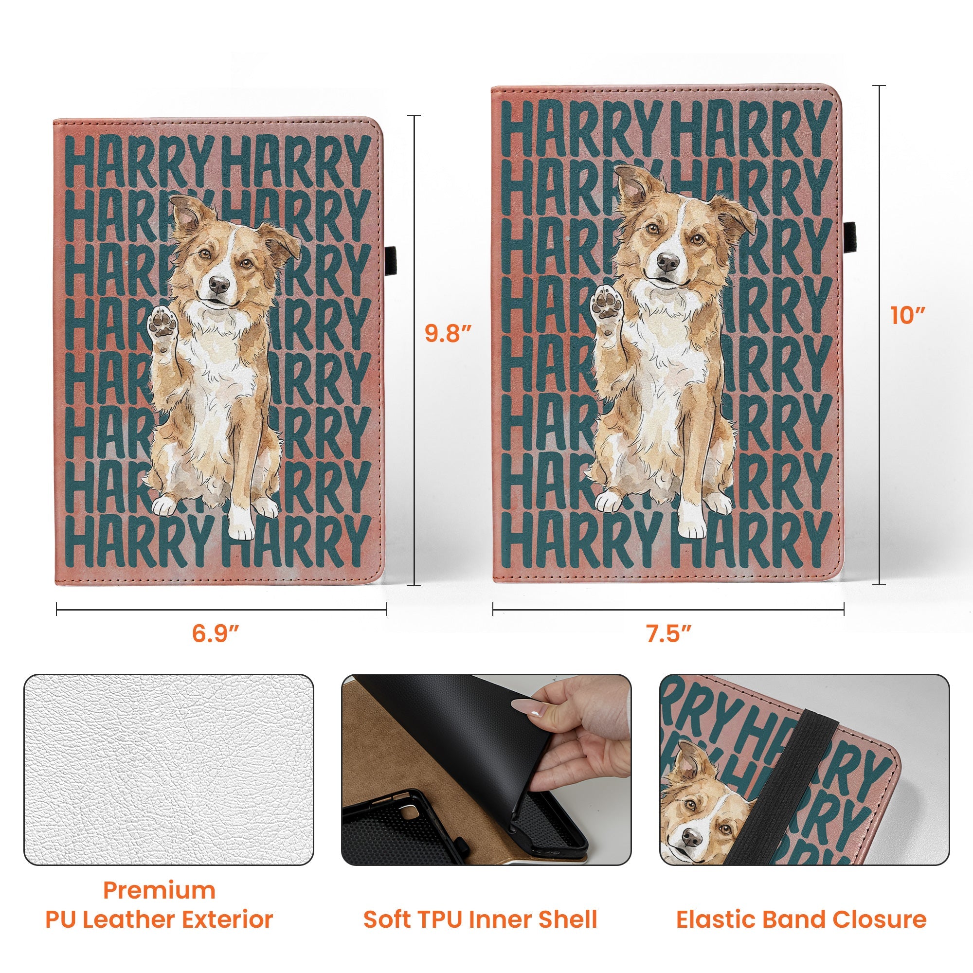 Custom Pet Portrait & Name Watercolor Style - Personalized Ipad Case