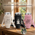 Custom Pet Portrait Sketch Line Art - Custom Water Bottle Carrier Bag