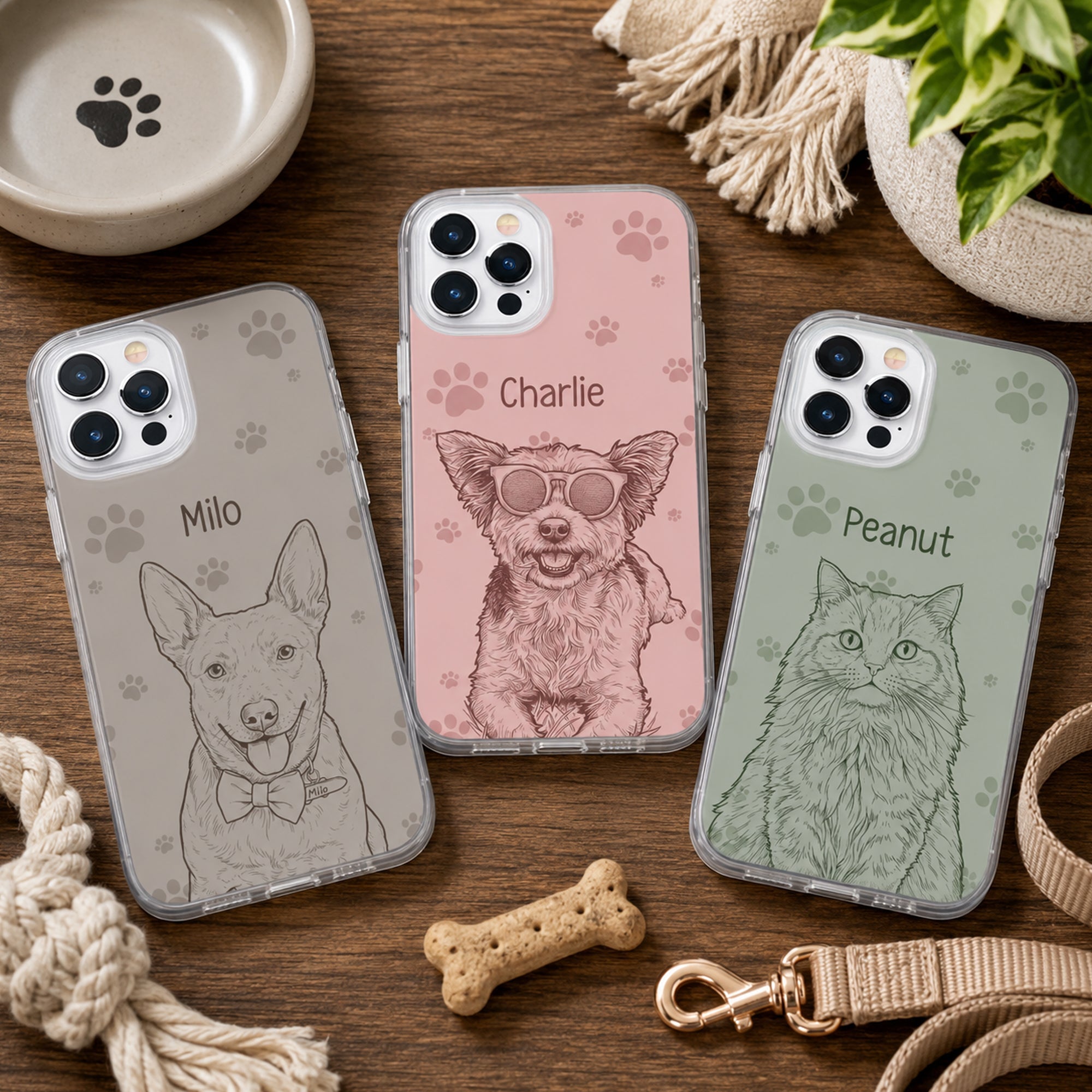 Custom Pet Portrait Sketch Line Art New Version Gifts For Pet Lovers - Personalized Phone Case