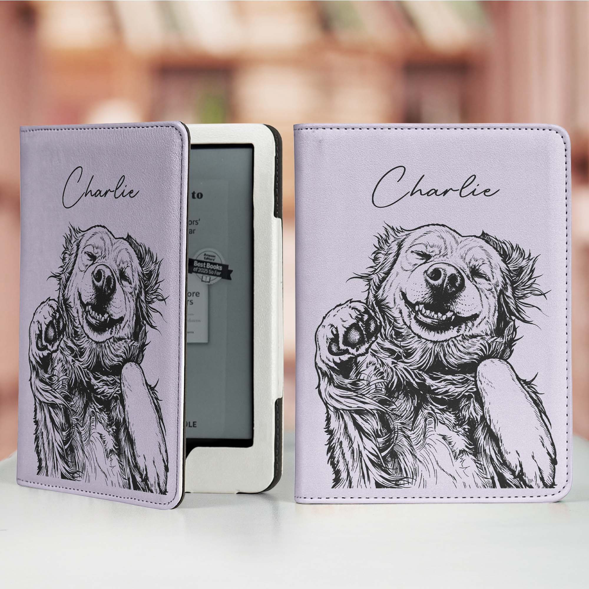 Custom Pet Portrait Sketch Line Art - Personalized Kindle Case