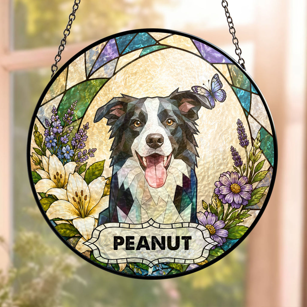 Custom Pet Portrait Stained Glass Style Art Dog Owners Gifts Pet Loss Gifts - Personalized Window Hanging Suncatcher