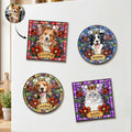 Custom Pet Portrait Stained Glass Style Gifts For Pet Owners - Personalized Magnet