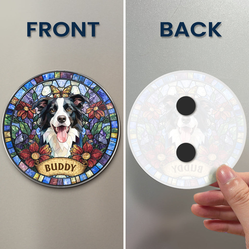 Custom Pet Portrait Stained Glass Style Gifts For Pet Owners - Personalized Magnet