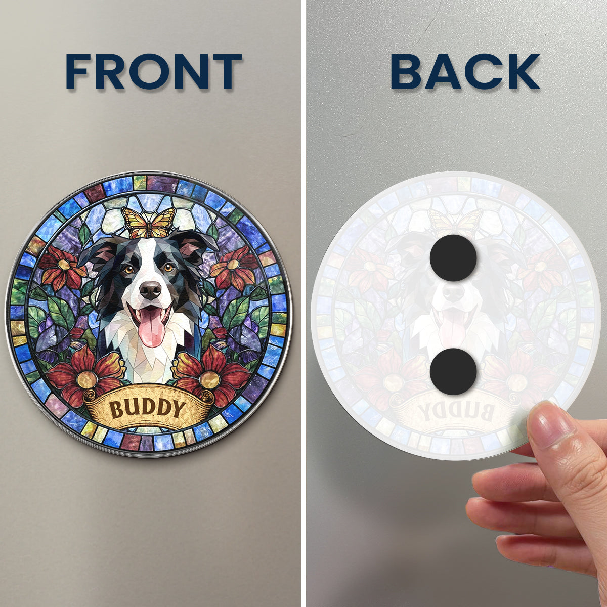 Custom Pet Portrait Stained Glass Style Gifts For Pet Owners - Personalized Magnet