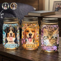 Custom Pet Portrait Stained Glass Style - Personalized Mason Jar Light