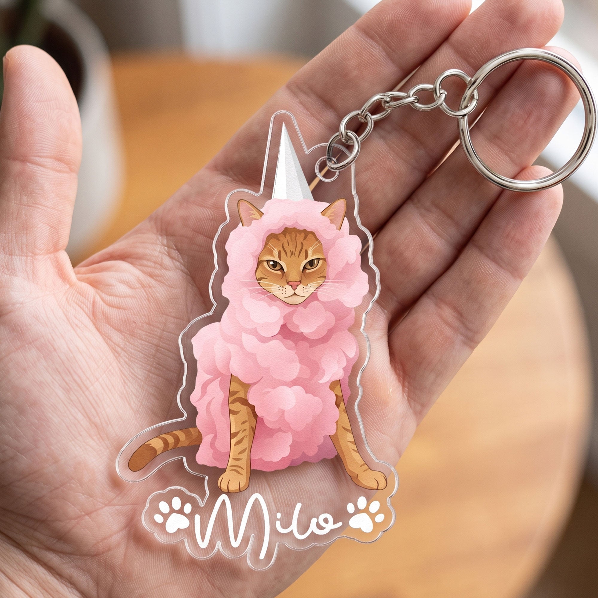 Custom Pet Portrait - Turn Photo Into Art, Gifts For Dog Lovers, Cat Lovers - Personalized Keychain