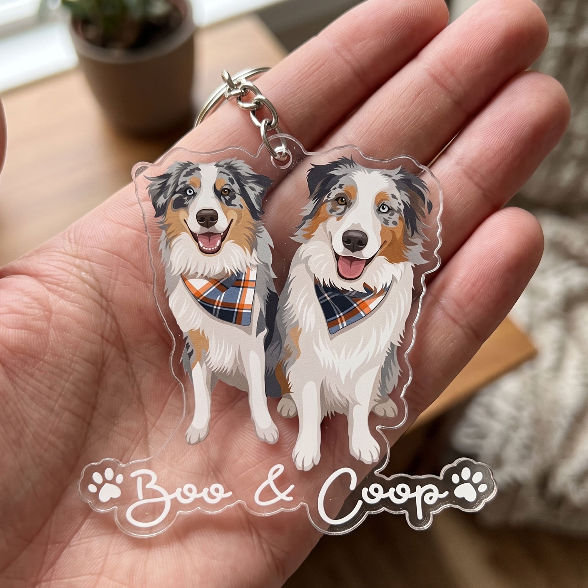 Custom Pet Portrait - Turn Photo Into Art, Gifts For Dog Lovers, Cat Lovers - Personalized Keychain