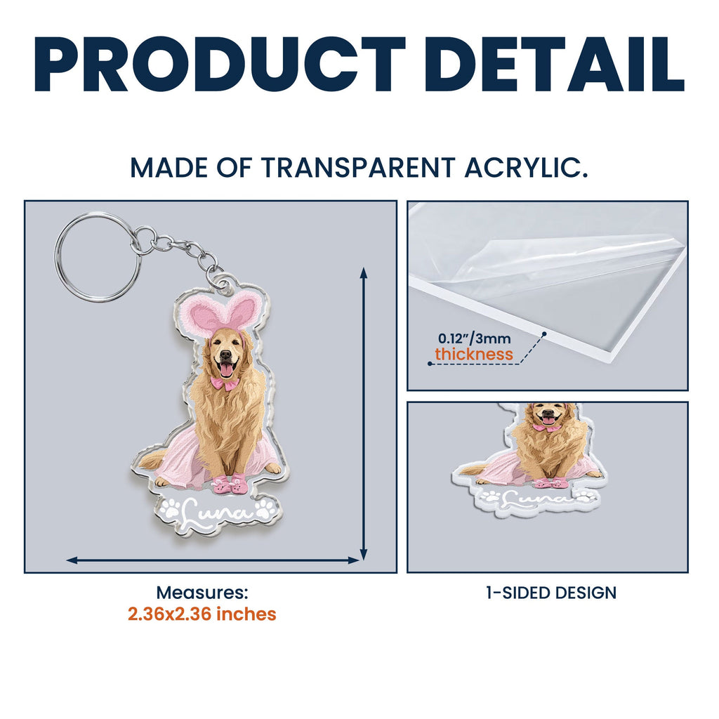 Custom Pet Portrait - Turn Photo Into Art, Gifts For Dog Lovers, Cat Lovers - Personalized Keychain