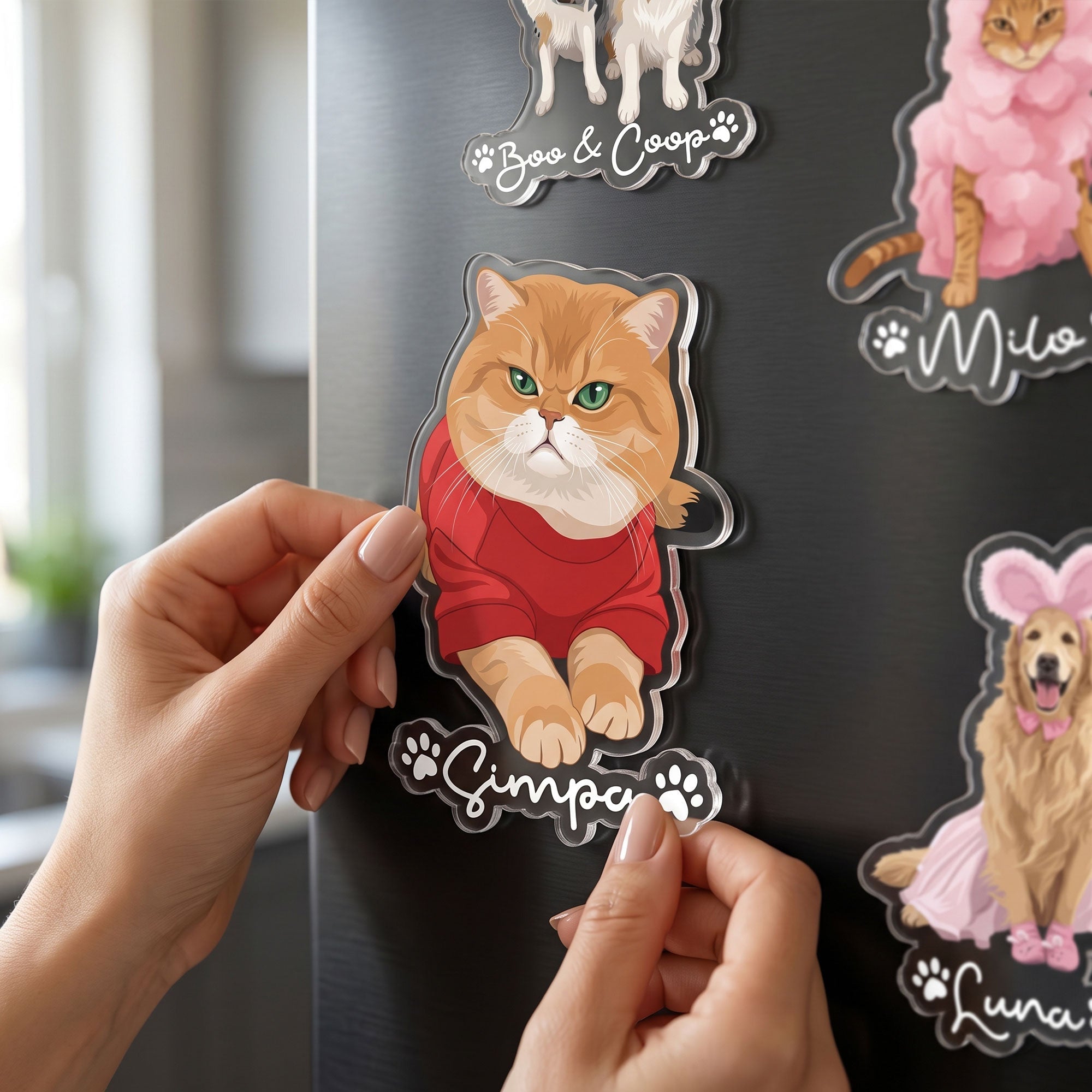 Custom Pet Portrait - Turn Photo Into Art, Gifts For Dog Lovers, Cat Lovers - Personalized Magnet