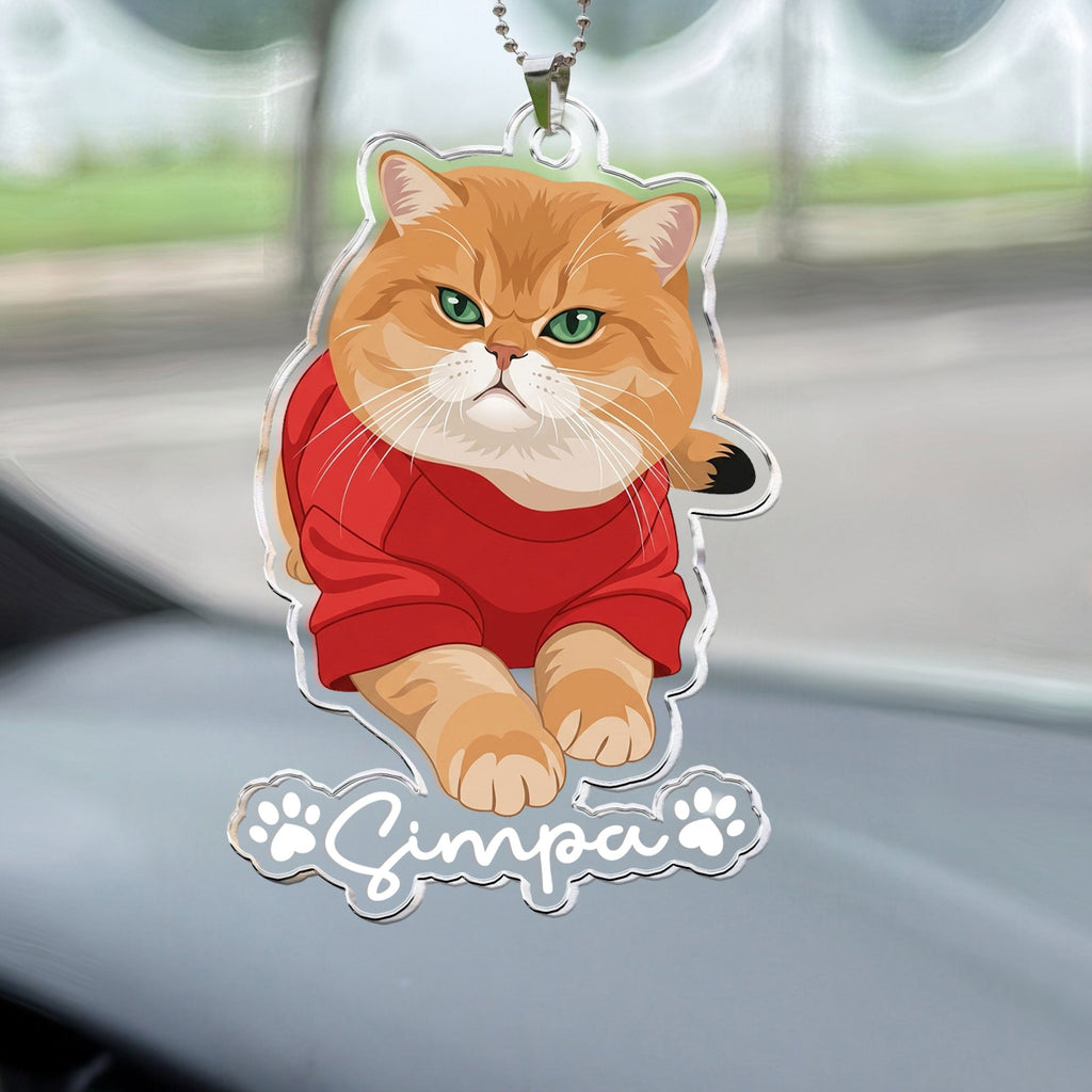 Custom Pet Portrait - Turn Photo Into Art, Gifts For Dog Lovers, Cat Lovers - Personalized Rear View Mirror Accessory