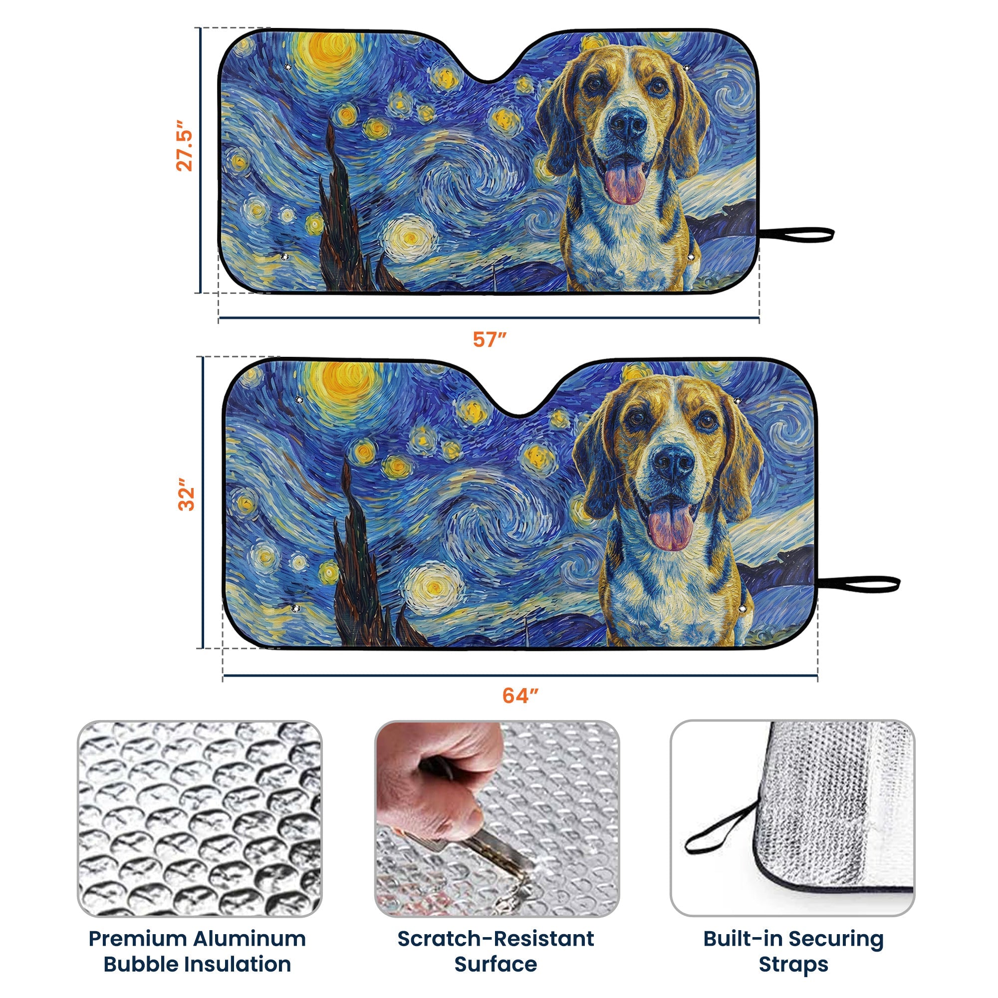 Custom Pet Portrait Van Gogh Art - Personalized Sun Shade