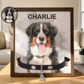 Custom Pet Portrait Watecolor Art Pet Collar Frame Keepsake - Personalized Frame