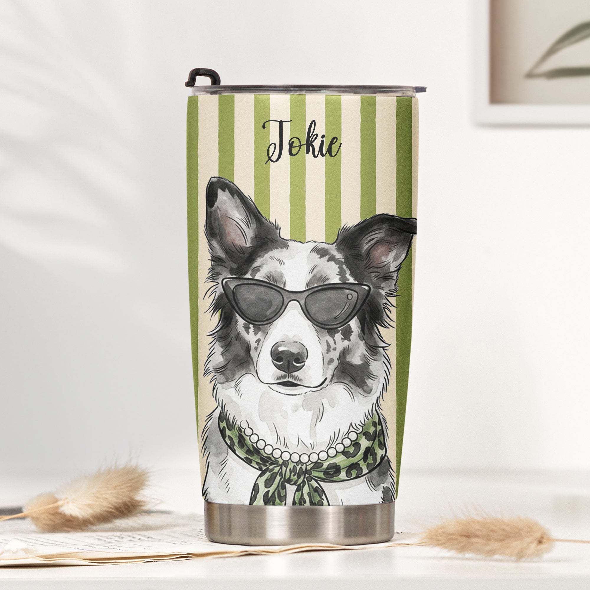 Custom Pet Portrait Watercolor Art Gift For Dog Mom, Cat Mom - Personalized Tumbler Cup