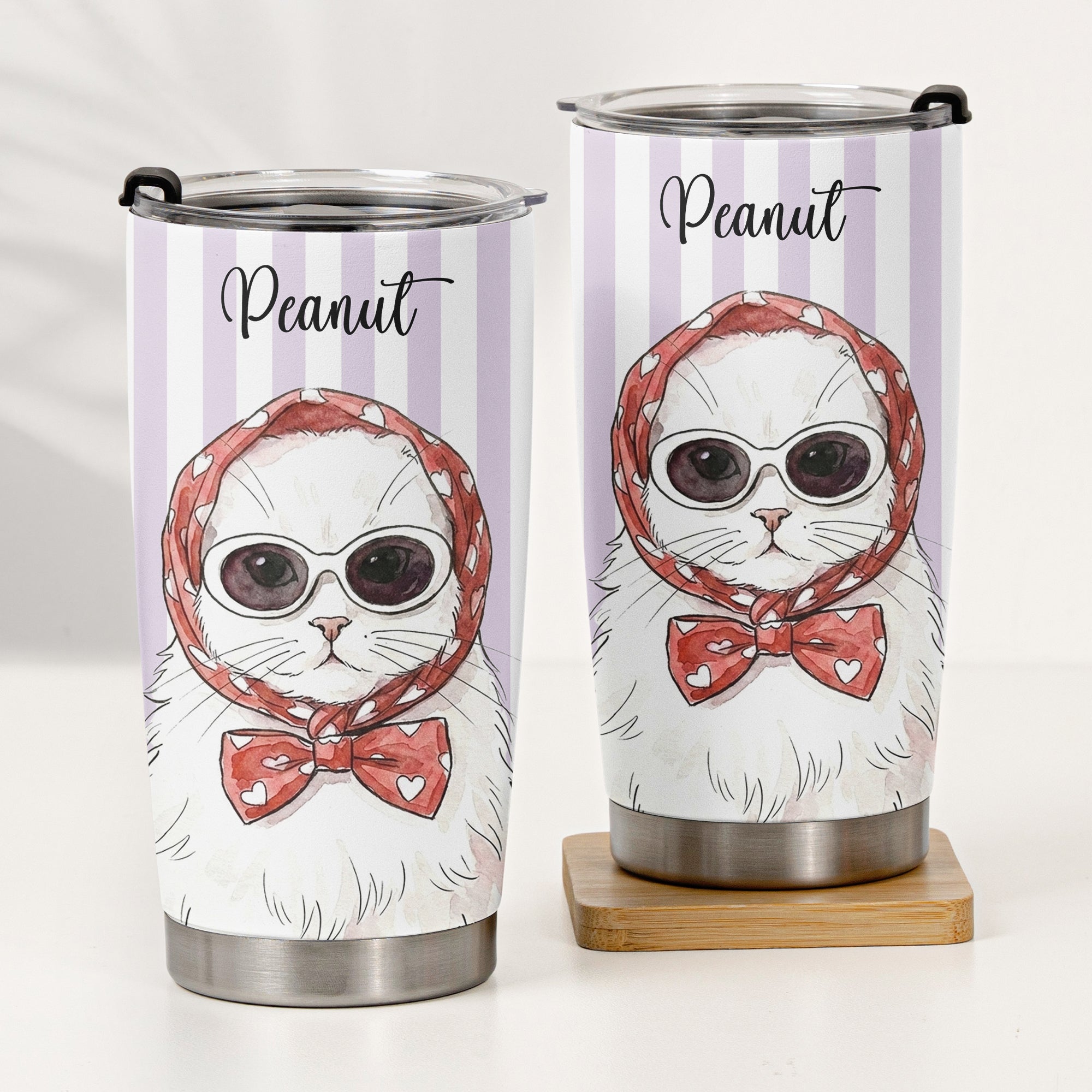Custom Pet Portrait Watercolor Art Gift For Dog Mom, Cat Mom - Personalized Tumbler Cup