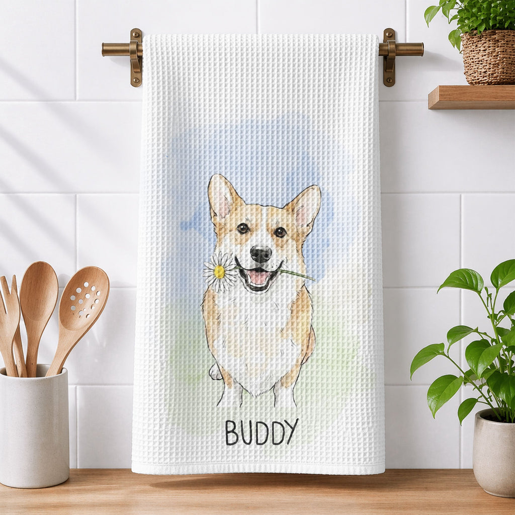 Custom Pet Portrait Watercolor Art New Home Gifts For Pet Lovers - Personalized Kitchen Towel
