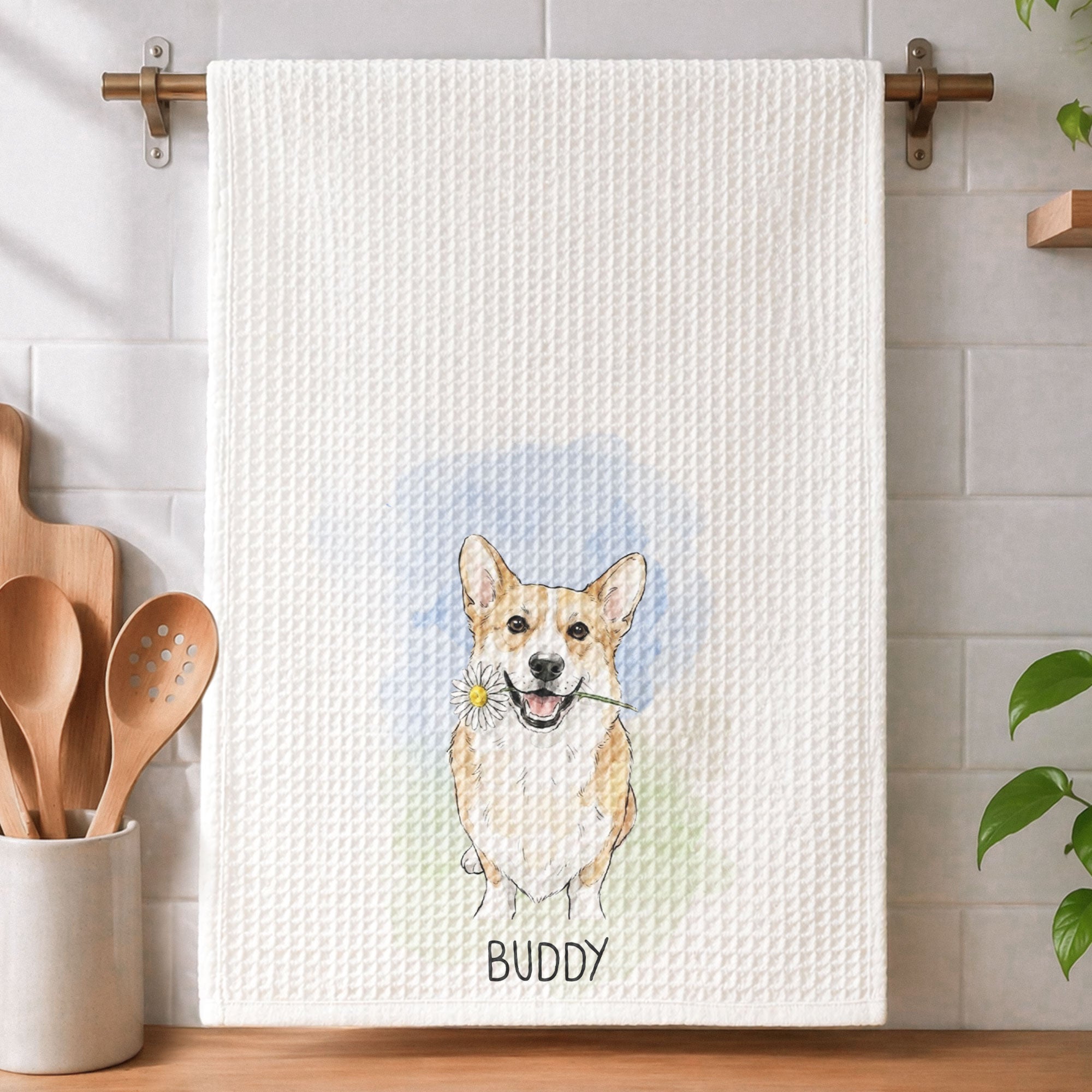 Custom Pet Portrait Watercolor Art New Home Gifts For Pet Lovers - Personalized Kitchen Towel