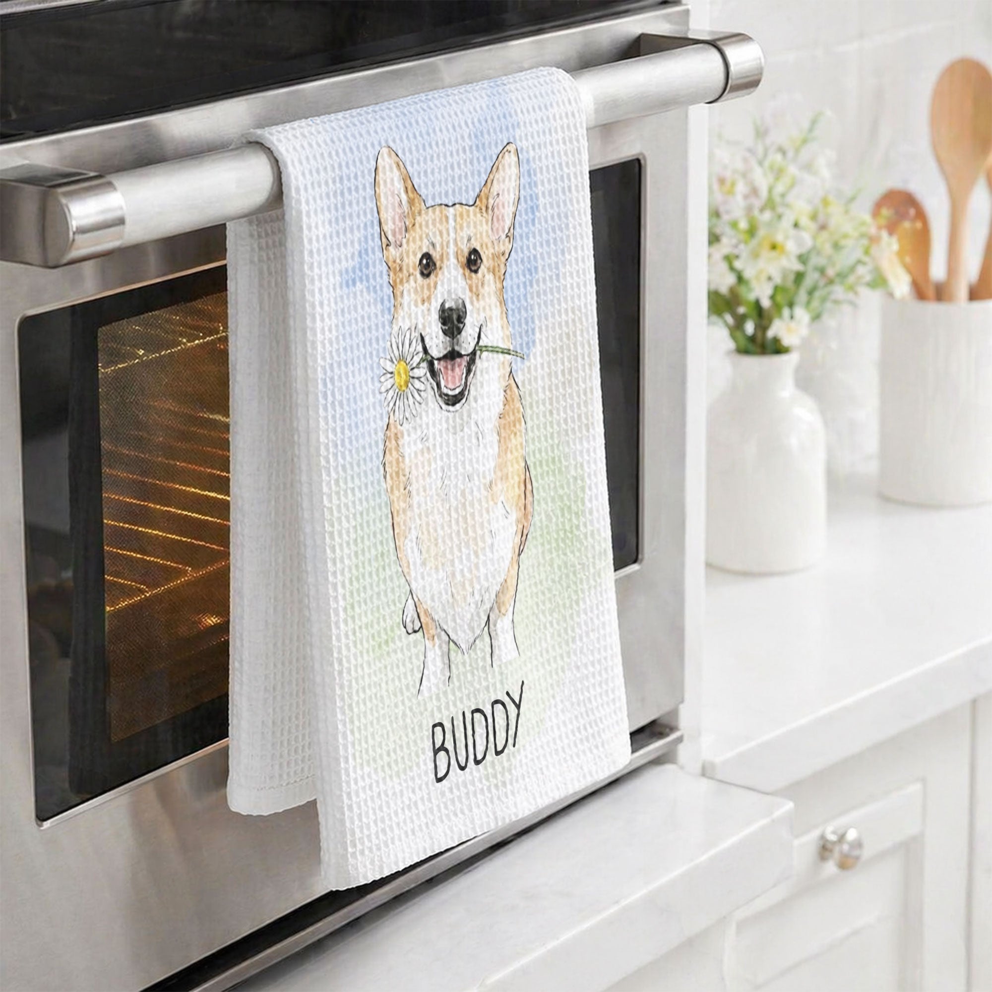 Custom Pet Portrait Watercolor Art New Home Gifts For Pet Lovers - Personalized Kitchen Towel