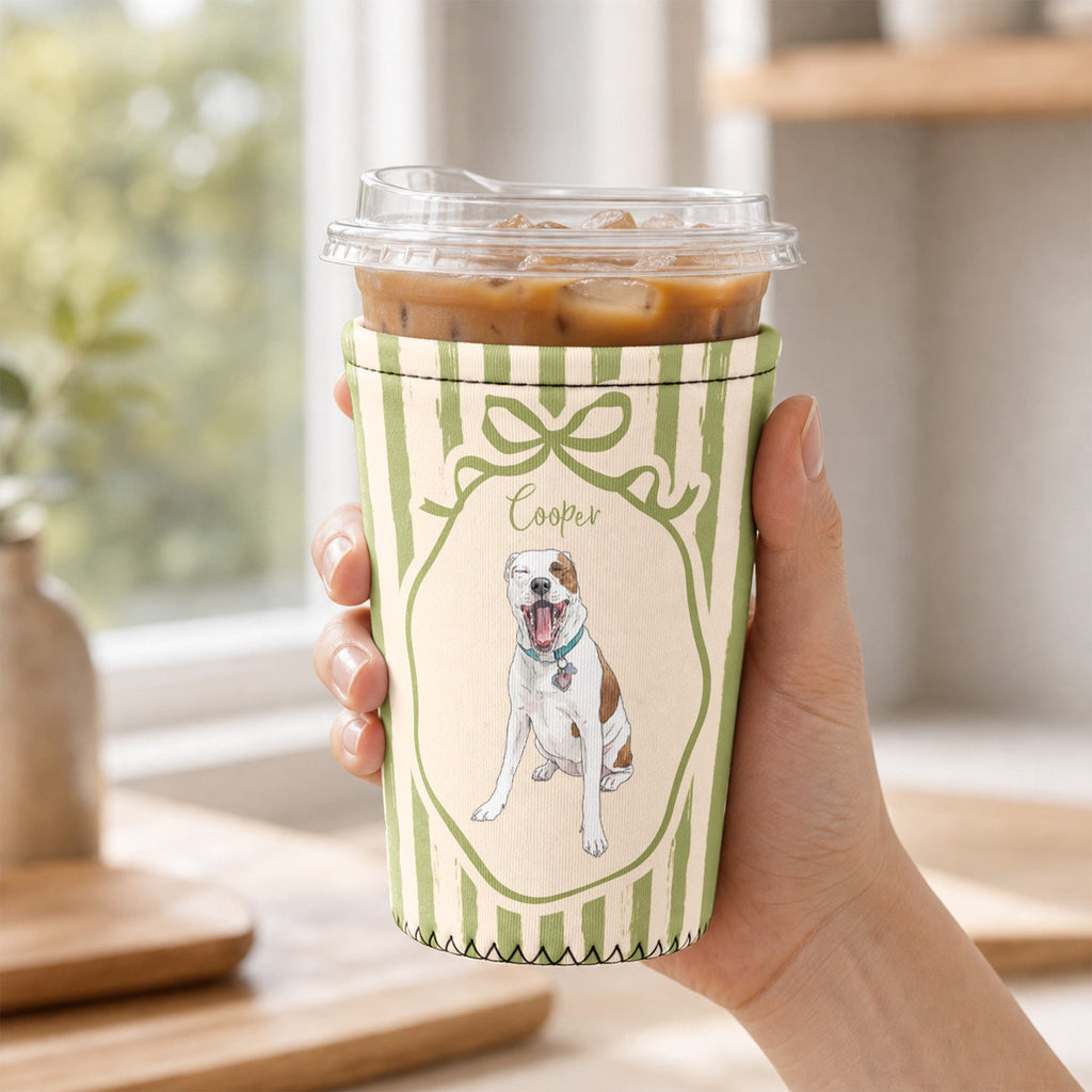 Custom Pet Portrait Watercolor Art - Personalized Iced Coffee Sleeve