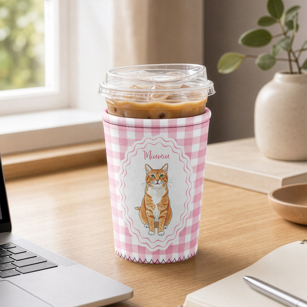 Custom Pet Portrait Watercolor Art - Personalized Iced Coffee Sleeve