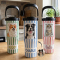 Custom Pet Portrait Watercolor Art Striped Pattern - Personalized 30oz Tumbler