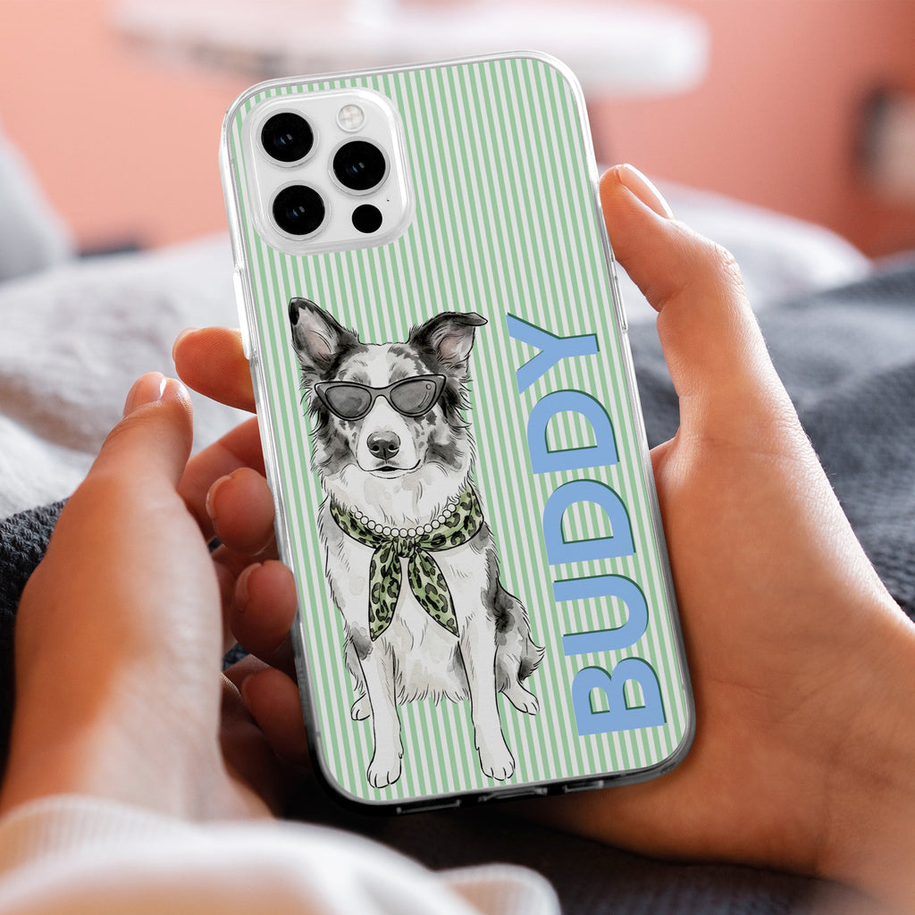 Custom Pet Portrait Watercolor Art With Colorful Name - Personalized Phone Case