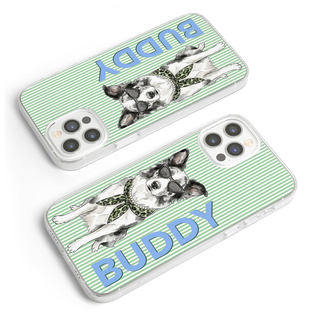 Custom Pet Portrait Watercolor Art With Colorful Name - Personalized Phone Case
