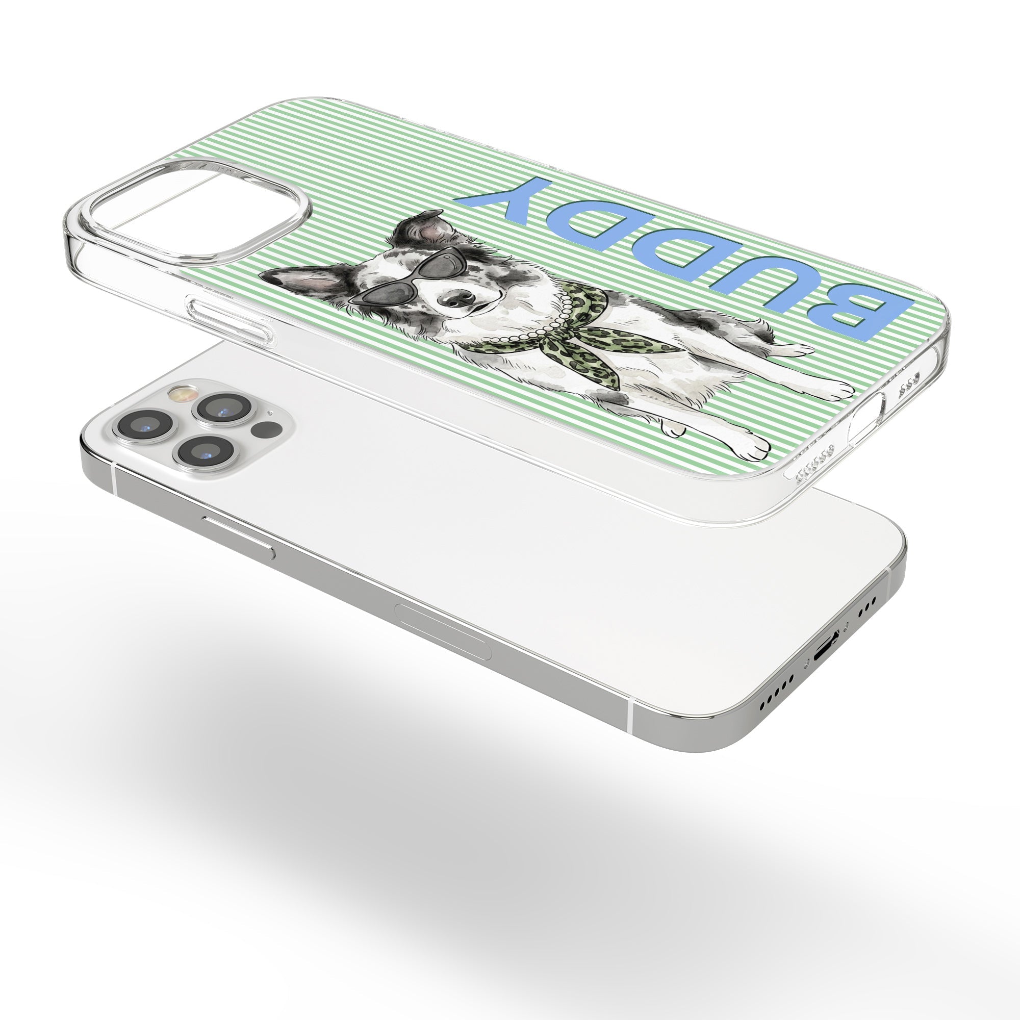 Custom Pet Portrait Watercolor Art With Colorful Name - Personalized Phone Case
