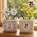 Custom Pet Portrait Watercolor Custom Glass Birth Flower - Personalized Plant Pot