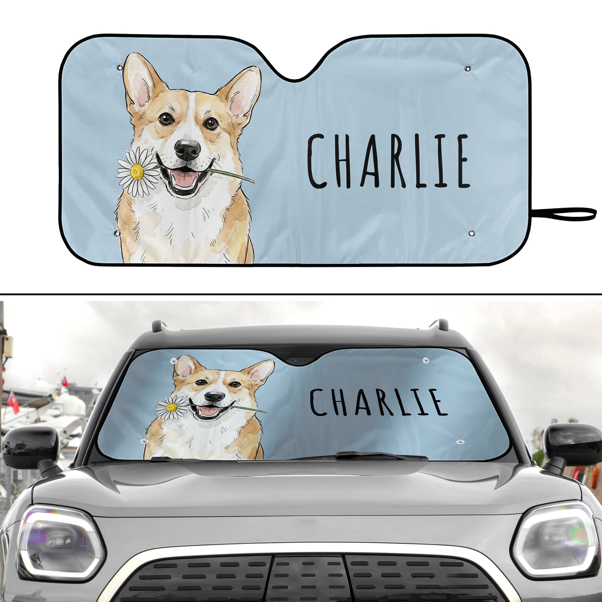 Custom Pet Portrait Watercolor - Personalized Sun Shade